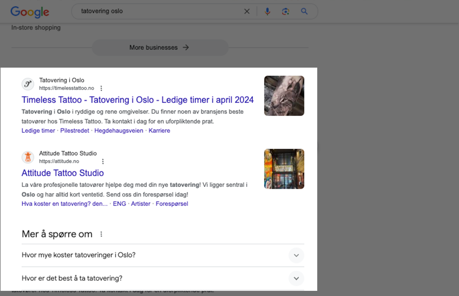 Organiske resultater i Søk
