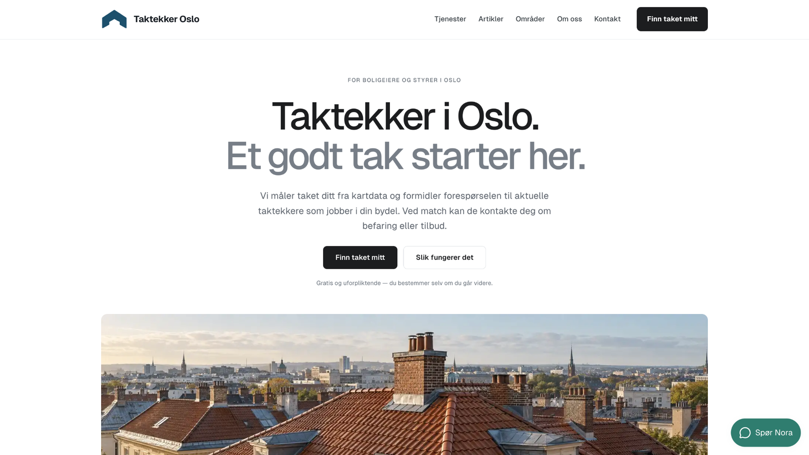 Nettsiden til Taktekker Oslo